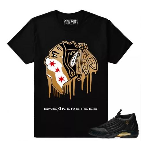 Camiseta Match Air Jordan 14 DMP Black Hawks Drip Black
