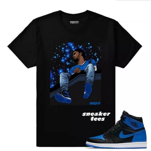 Match Jordan 1 Royal OG J cole x Og Royals 블랙 티셔츠, 신발, 운동화를
