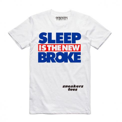 Jordan 3 True Blue: рубашка Sleep Is New Broke White