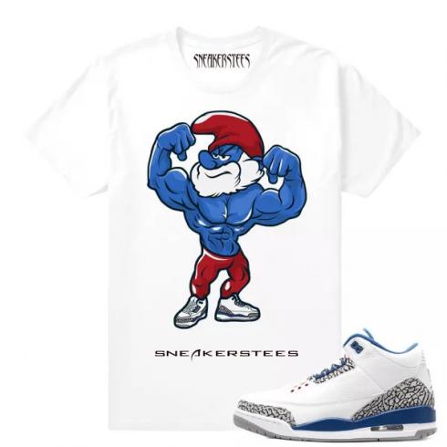 Match Jordan 3 True Blue OG Big Papa White T-shirt