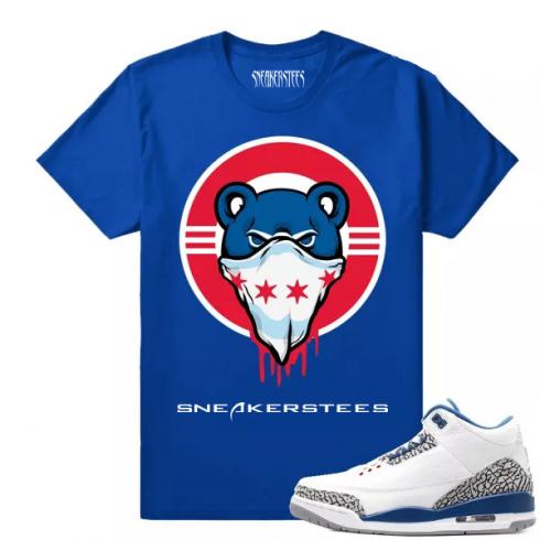 Match Jordan 3 True Blue OG Chicago Cubs Drip Royal T-shirt
