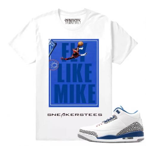 Camiseta Match Jordan 3 True Blue OG Fly Like Mike White