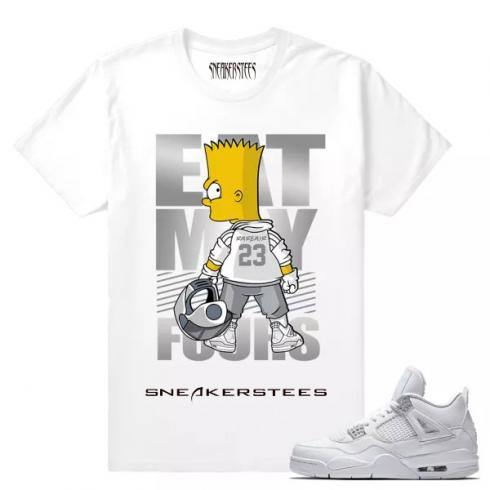 Passend zum weißen T-Shirt „Pure Money Eat My Fours“ von Air Jordan 4