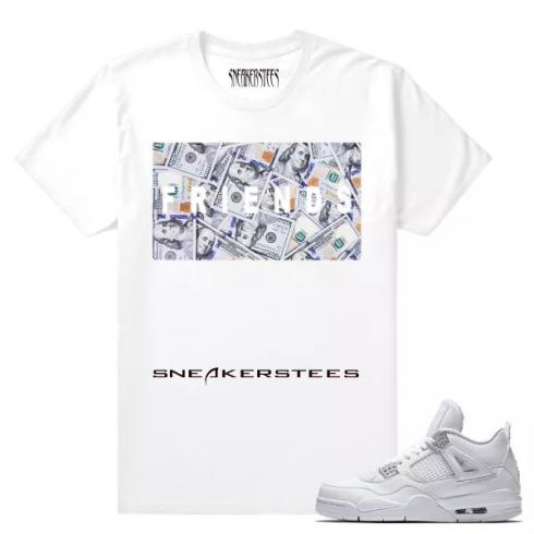 Passend zum weißen T-Shirt „Air Jordan 4 Pure Money Friends