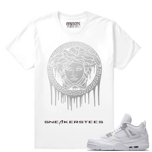 Pertandingan Air Jordan 4 Pure Money Medusa Drip White T-shirt