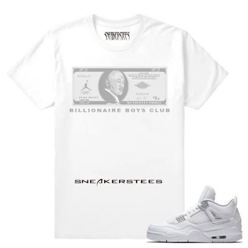 Match Air Jordan 4 Pure Money The Billionaire Club camiseta blanca