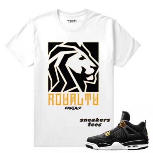 Match Jordan 4 Royalty Lion Order Weißes T-Shirt
