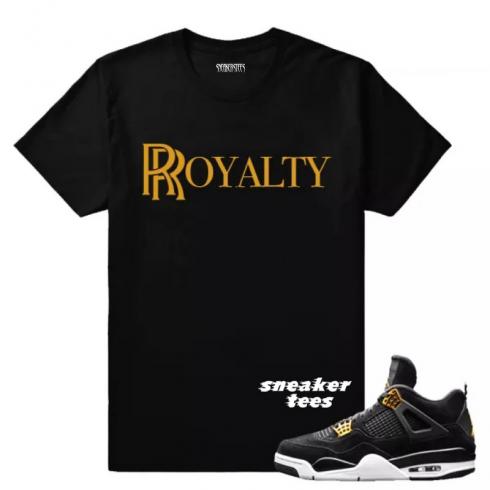 Match Jordan 4 Royalty Royalty Double R T-shirt noir