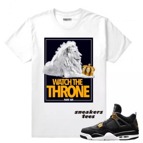 Match Jordan 4 Royalty Camiseta branca Watch the Throne