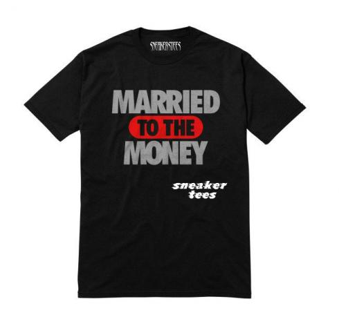 Jordan 5 Schwarzes Metallic-Silber-Shirt „Married to the Money“ Schwarz