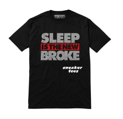 Jordan 5 Schwarzes Metallic-Silber-Shirt „Sleep Is New Broke“ Schwarz