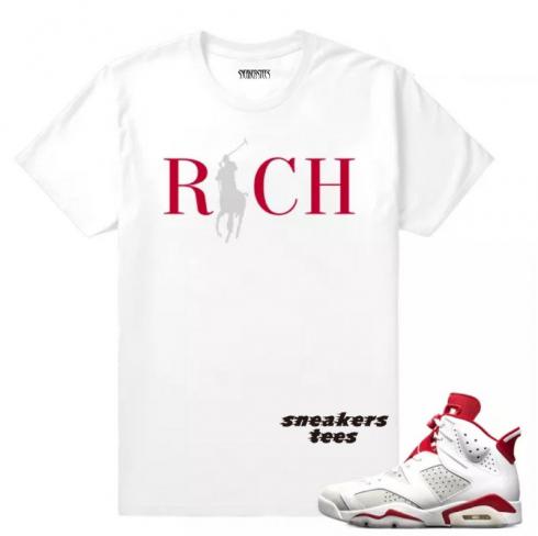 Passend zum Jordan 6 Alternate Country Club Rich Weiß-Rot T-Shirt
