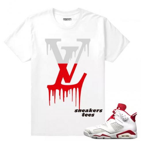 Match Jordan 6 Alternate LV Drip Camiseta branca