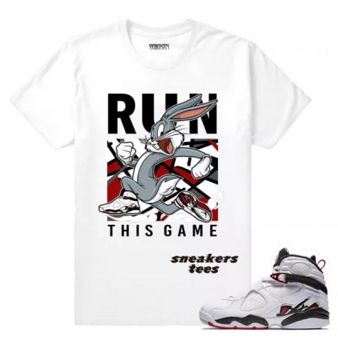 Match Jordan 8 Alternate Run This Game T-shirt bianca