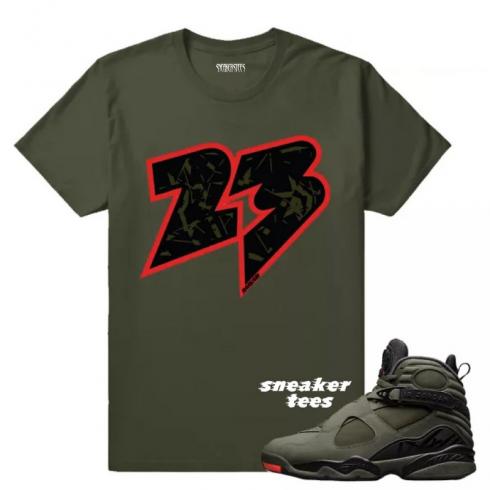 Match Jordan 8 Take Flight 23 Camo Military Green camiseta