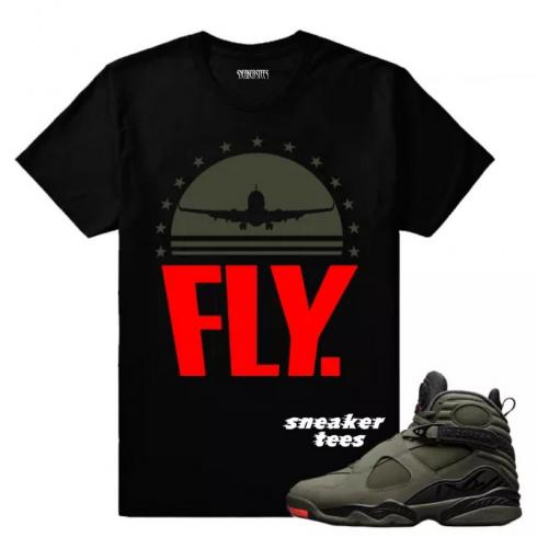 Match Jordan 8 Take Flight Fly Rare Air Zwart T-shirt