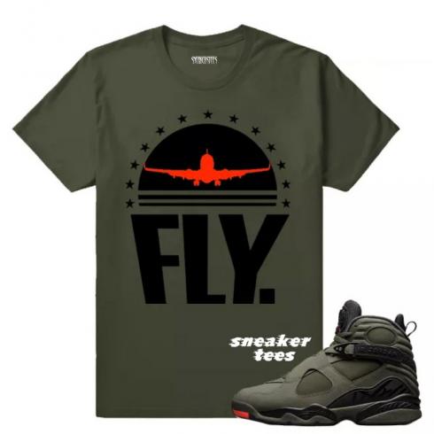 Match Jordan 8 Take Flight Fly Rare Air T-shirt vert militaire