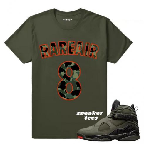 Match Jordan 8 Take Flight Rare Air 8s militair groen T-shirt