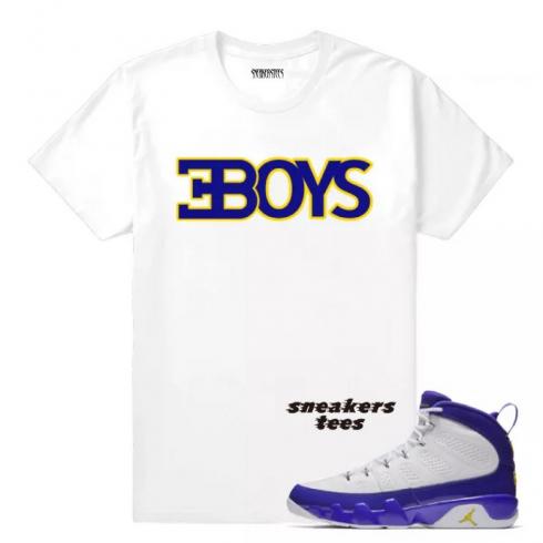 Match Jordan 9 Kobe Bugatti jongens wit T-shirt