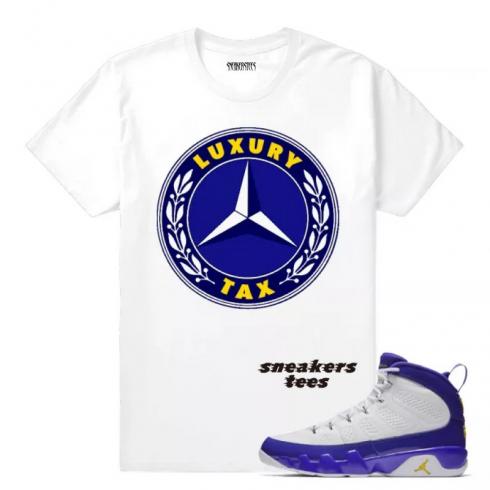 Match Jordan 9 Kobe Luxury Tax Benz camiseta blanca