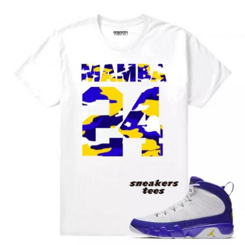Match Jordan 9 Kobe Mamba T-shirt blanc