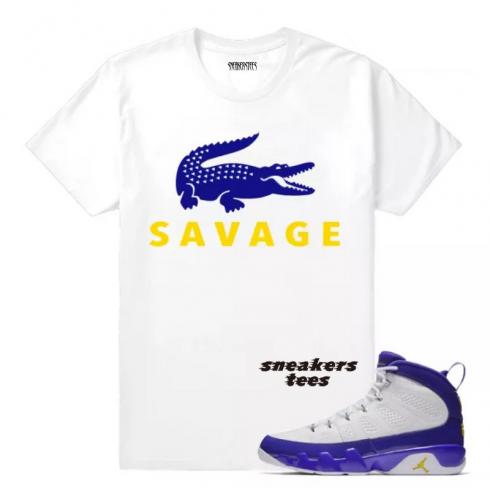 Match Jordan 9 Kobe Savage T-shirt blanc