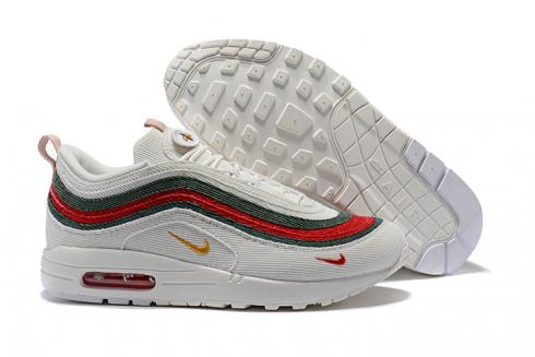 Nike Air Max 97 Max 1 Sean Wotherspoon Chaussures de course unisexes Blanc Deep Red