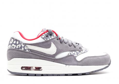 Dame Air Max 1 Leopard Pack Charcoal Gym Sail Red 319986-099