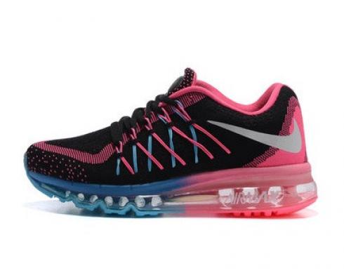 Nike Air Max 2015 Negro Rojo Azul Zapatos para correr para mujer 698903-016