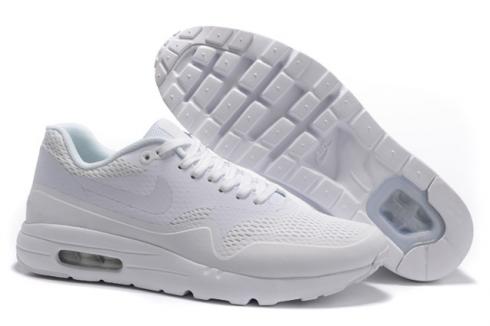 Nike Air Max 1 Ultra Essential รองเท้าวิ่งรองเท้าผ้าใบรองเท้าสีขาวบริสุทธิ์ 819476-107