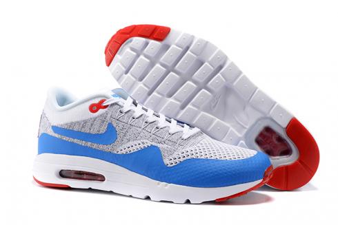 Nike Air Max 1 Ultra Flyknit Men Running Shoes Photo Blue Grey Red White 843384-010