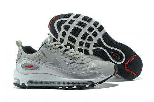 Nike Air Max 90+97 Zapatos para correr Unisex Gris Plata Rojo