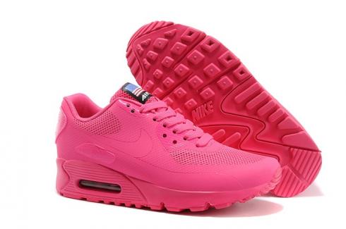 Nike Air Max 90 Hyperfuse QS Zapatos de mujer Todo Fushia Rojo 4 de julio Día de la Independencia 613841-222