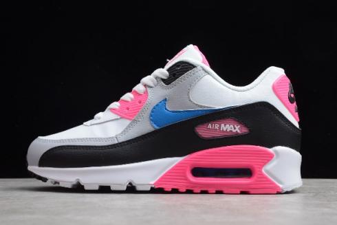 Nike Womens Air Max 90 Leather White Pink Blue Black 833376 107 2019 года