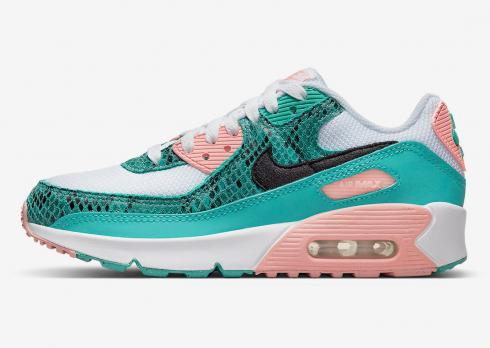 Nike Air Max 90 GS Washed Teal Snakeskin Blanc Bleached Coral DR8926-300