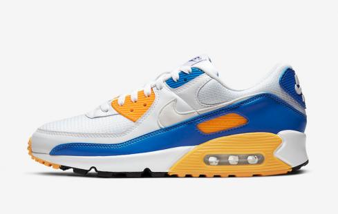 Nike Air Max 90 Knicks White Blue Yellow Running Shoes CT4352-101
