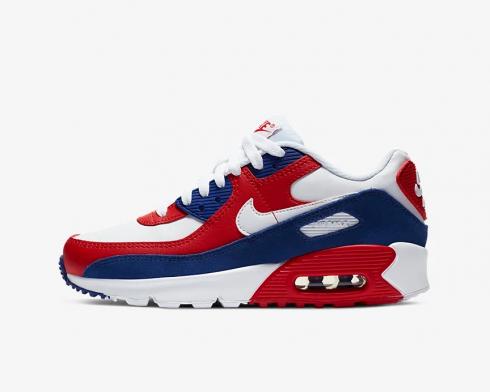 Nike Air Max 90 Leather GS USA Bianche Deep Royal University Rosse DA9022-100