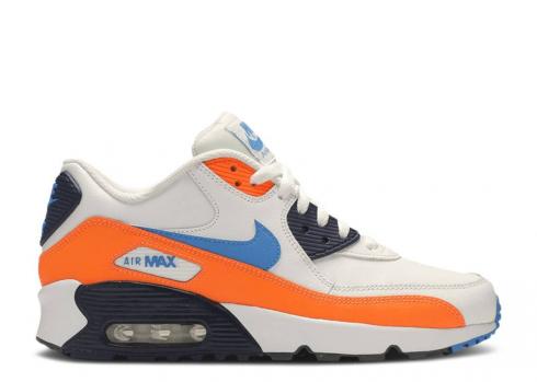 Nike Air Max 90 Leather Gs 白色總橙色藍色照片 833412-116