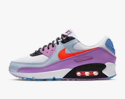 Dames Nike Air Max 90 Carnival Wit Violet Star University Blauw CW6029-100