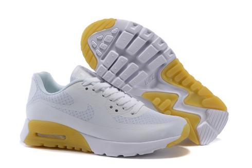 Nike Air Max 90 Ultra BR รองเท้าสตรีสีขาวทั้งหมดสีเหลือง 725061-006