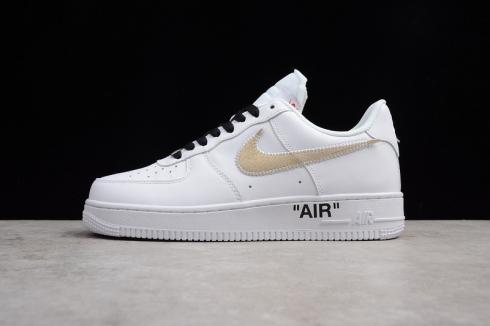 OFF WHITE x Nike Air Force 1 Low Weiß Schwarz Gold AA8152-700