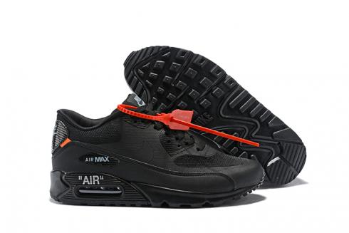 Off Putih X Nike Air Max 90 Unisex Sepatu Lari Hitam Semua