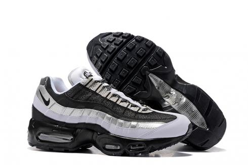 Nike Air Max 95 Pure Black White Silver Men Running รองเท้าผ้าใบ Trainers 749766-005
