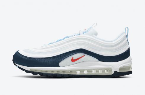 Nike Air Max 97 White Midnight Navy Chile Red Shoes DM2824-100