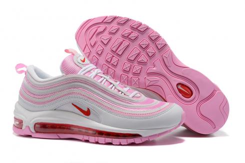 Nike Air Max 97 女款 GS 白色粉紅跑步鞋 313054-161