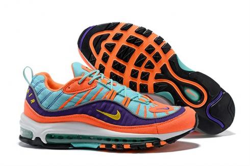 Nike Air Max 98 跑步鞋橙紫翡翠 924462-800