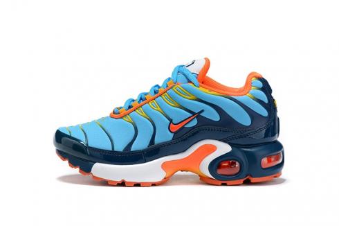 Nike Air Max Plus รองเท้าวิ่งเยาวชน GS Grade School รองเท้าผ้าใบสีฟ้าสีส้ม CQ9893-600