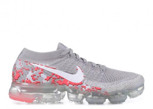 Nike Mujeres Vapormax Flyknit Camo Atmosphere Blanco Gris Hot Punch AH8448-001