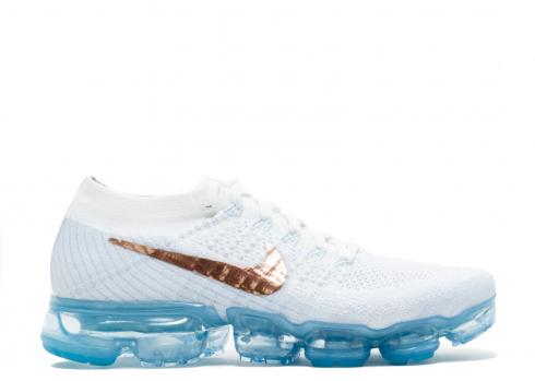 Nike Air Vapormax Flyknit Mtlc Dames Wit Summit Brons Rood 849557-104