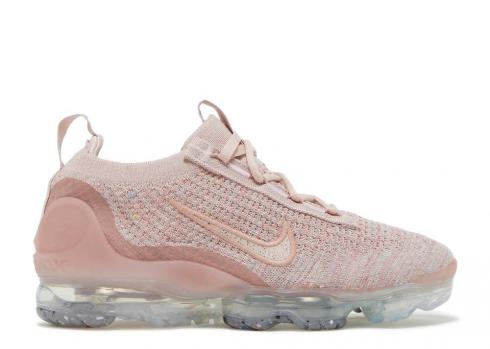 Nike Womens Air Vapormax 2021 Flyknit Pink Oxford Whisper metallic Rose Silver DJ9975-600